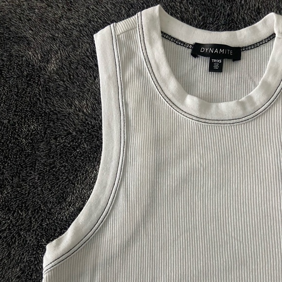 dynamite contrast stitching white tank top - Picture 3 of 4